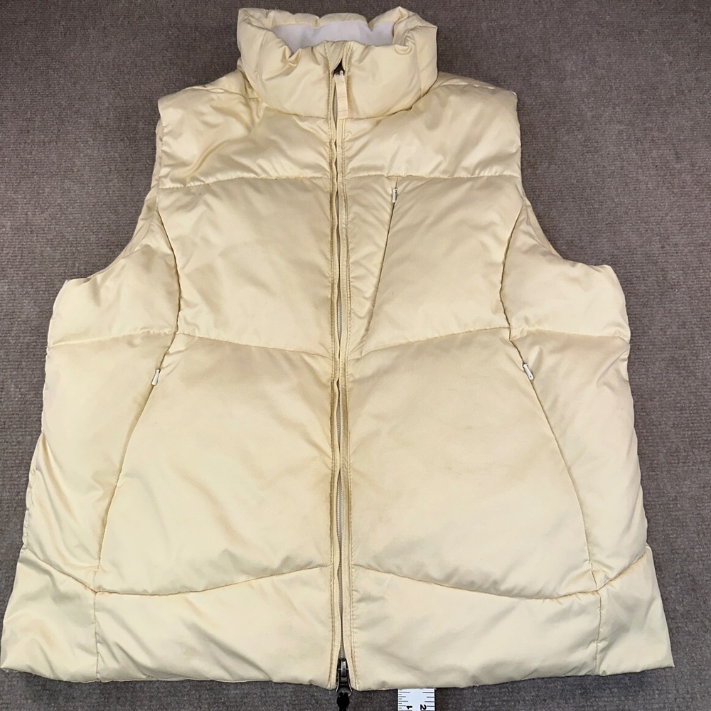 Ralph Lauren Cream Puffer Vest Down Fill Full Zip Fleece Lined Collar Large